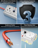 FEDUS 16amp 2500 Watts Heavy Duty High Load Capacity Electric Power Extension Switch Board Cord with MCB Switches, for Microwave Oven,EV Charger Charging,Iron Press, Induction Stove, AC