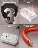 FEDUS 16amp 3000 Watts Extension Board Heavy Duty High Load Capacity Electric Power Cord with 1 Socket 1 Switch for Oven, EV Charger Charging, Iron Press, Induction Stove, AC