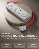 FEDUS 16amp 3000 Watts Extension Board Heavy Duty High Load Capacity Electric Power Cord with 2 Socket 2 Switch, for Oven, EV Charger Charging, Iron Press, Induction Stove, AC