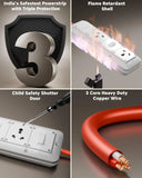 FEDUS 16amp 3000 Watts Extension Board Heavy Duty High Load Capacity Electric Power Cord with 2 Socket 2 Switch, for Oven, EV Charger Charging, Iron Press, Induction Stove, AC