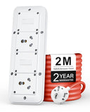 FEDUS 16amp 3000 Watts Extension Board Heavy Duty High Load Capacity Electric Power Cord with 2 Socket 2 Switch, for Oven, EV Charger Charging, Iron Press, Induction Stove, AC