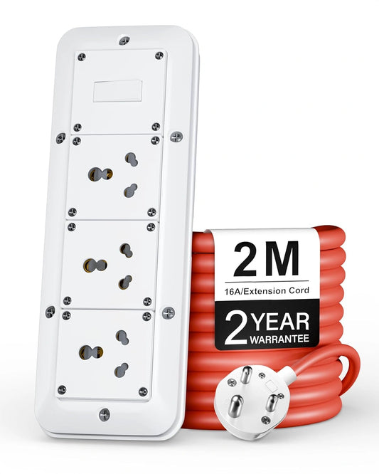 FEDUS 16amp 3000 Watts Extension Board Heavy Duty High Load Capacity Electric Power Cord with 3 Socket 1 Switch, for Oven, EV Charger Charging, Iron Press, Induction Stove, AC