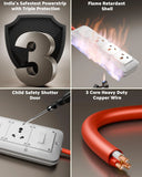 FEDUS 16amp 3000 Watts Extension Board Heavy Duty High Load Capacity Electric Power Cord with 3 Socket 1 Switch, for Oven, EV Charger Charging, Iron Press, Induction Stove, AC