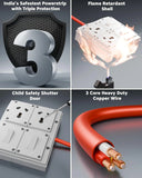 FEDUS 16amp 3000 Watts Heavy Duty High Load Capacity Electric Power Extension Switch Board Cord with 2 Socket 2 Switches,for Oven,EV Charger Charging,Iron Press,Induction Stove, AC