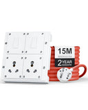 FEDUS 16amp 3000 Watts Heavy Duty High Load Capacity Electric Power Extension Switch Board Cord with 2 Socket 2 Switches,for Oven,EV Charger Charging,Iron Press,Induction Stove, AC