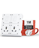 FEDUS 16amp 3000 Watts Heavy Duty High Load Capacity Electric Power Extension Switch Board Cord with 2 Socket 2 Switches,for Oven,EV Charger Charging,Iron Press,Induction Stove, AC FEDUS