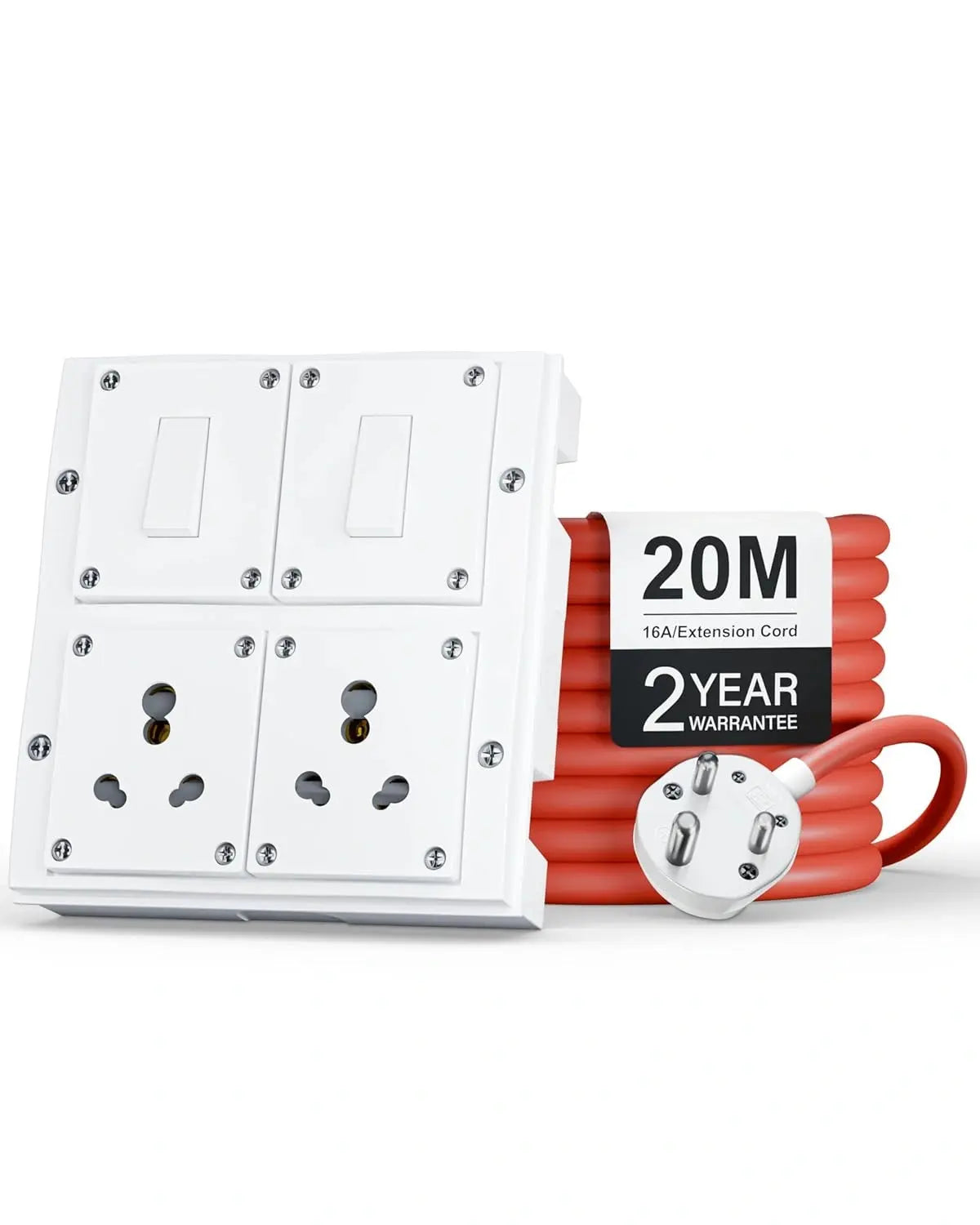 FEDUS 16amp 3000 Watts Heavy Duty High Load Capacity Electric Power Extension Switch Board Cord with 2 Socket 2 Switches,for Oven,EV Charger Charging,Iron Press,Induction Stove, AC FEDUS