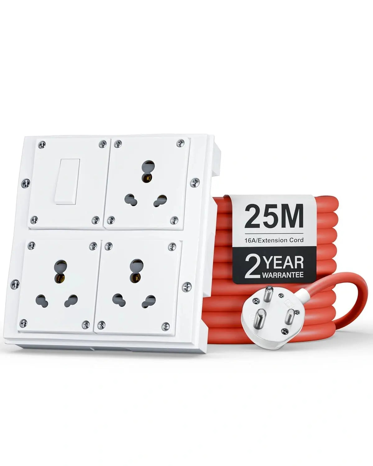 FEDUS 16amp 3000 Watts Heavy Duty High Load Capacity Electric Power Extension Switch Board Cord with 3 Socket 1 Switches,for Oven, EV Charger Charging, Iron Press, Induction Stove, AC FEDUS