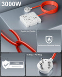 FEDUS 16amp 3000 Watts Heavy Duty High Load Capacity Electric Power Extension Switch Board Cord with 3 Socket 1 Switches,for Oven, EV Charger Charging, Iron Press, Induction Stove, AC