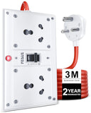 FEDUS 16amp 2500 Watts Heavy Duty High Load Capacity Electric Power Extension Switch Board Cord with MCB Switches, for Microwave Oven,EV Charger Charging,Iron Press, Induction Stove, AC FEDUS