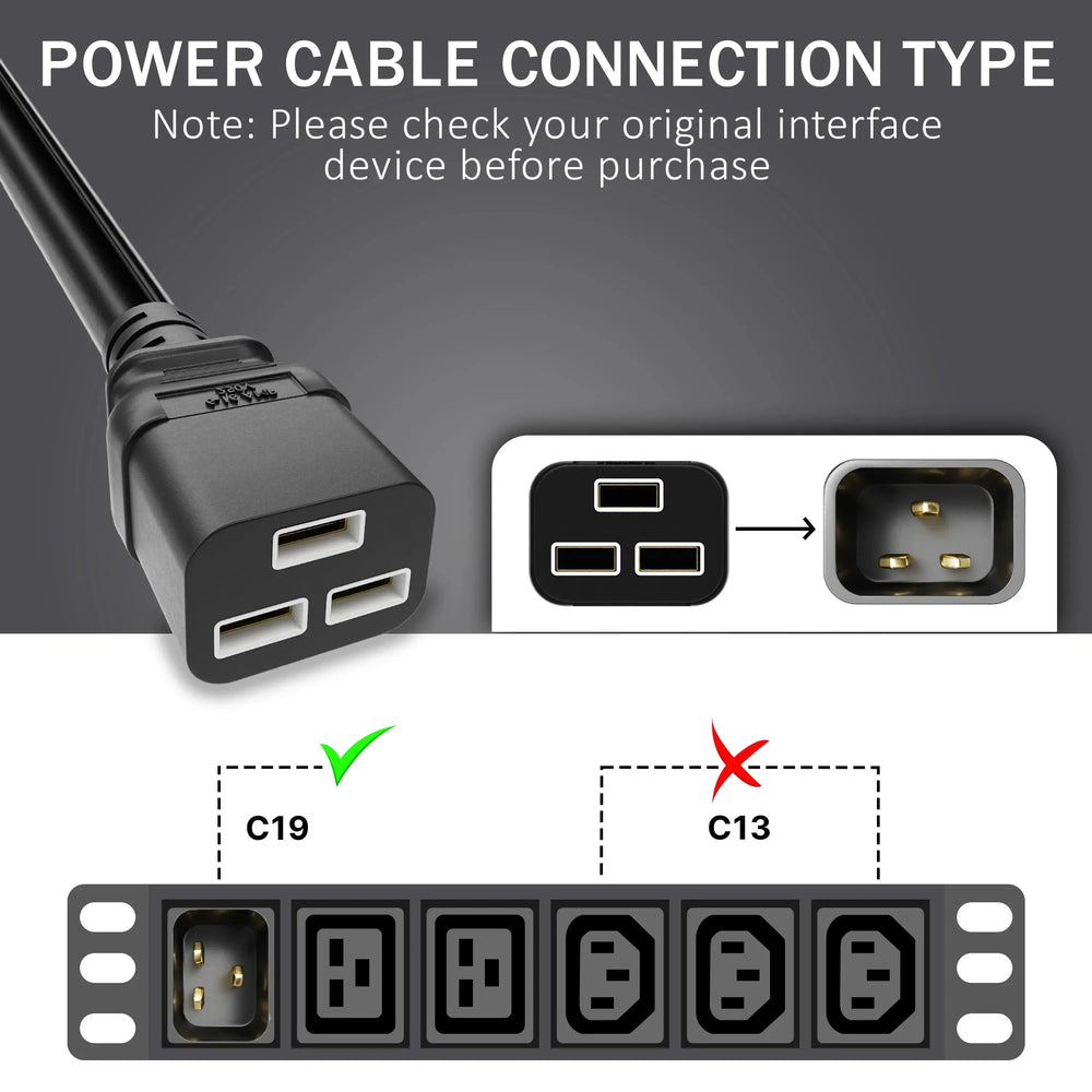 FEDUS 16amp C19 Server AC Power Cord Heavy Duty Mains AC Power Cord, 16A 250V, 16AWG, Computer Power Cord, Heavy Gauge Power Cable for PDUs, UPS Amplifier and Network Equipment-1.5mm² 3-Pin Cheeku Technologies