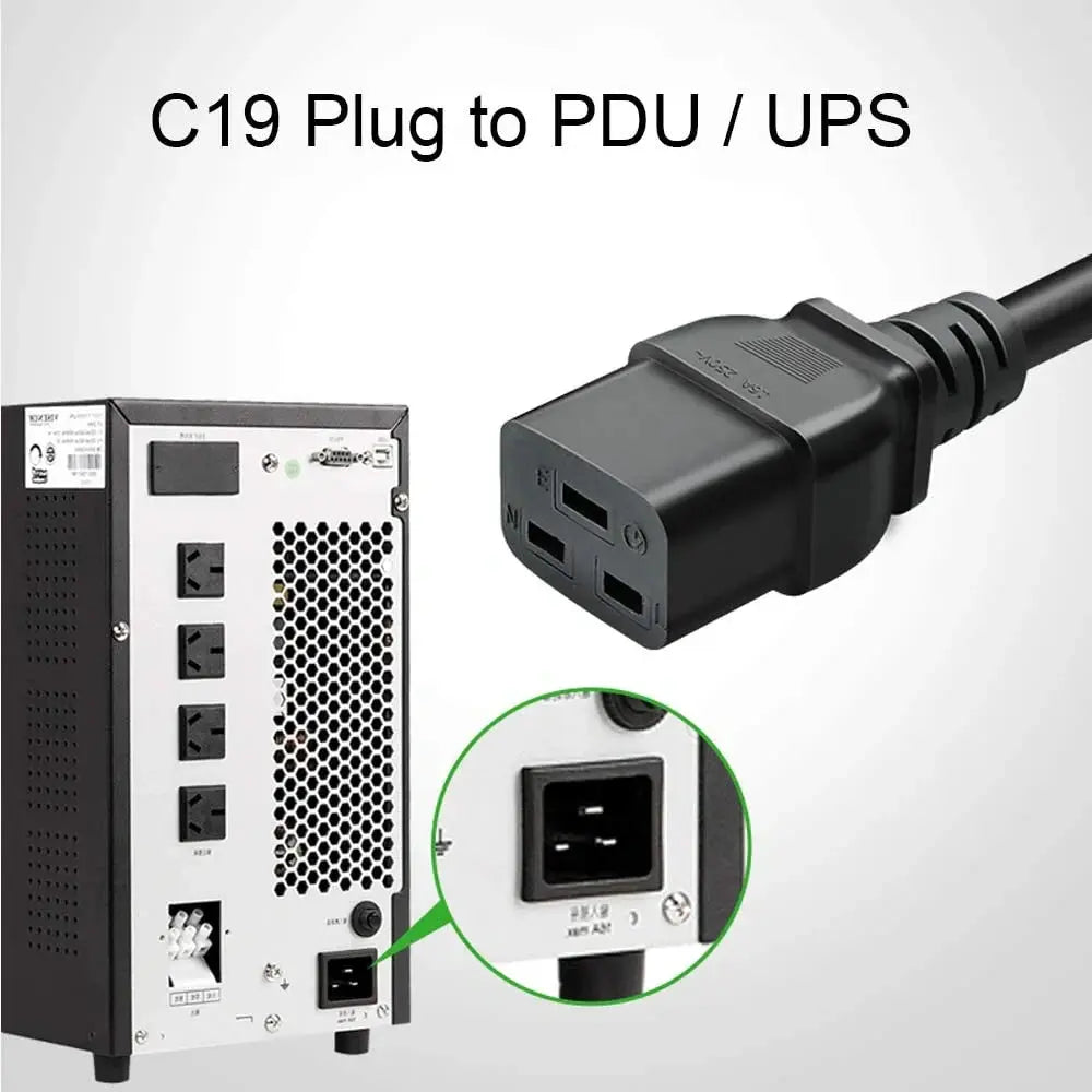 FEDUS 16amp C19 Server AC Power Cord Heavy Duty Mains AC Power Cord, 16A 250V, 16AWG, Computer Power Cord, Heavy Gauge Power Cable for PDUs, UPS Amplifier and Network Equipment-1.5mm² 3-Pin Cheeku Technologies
