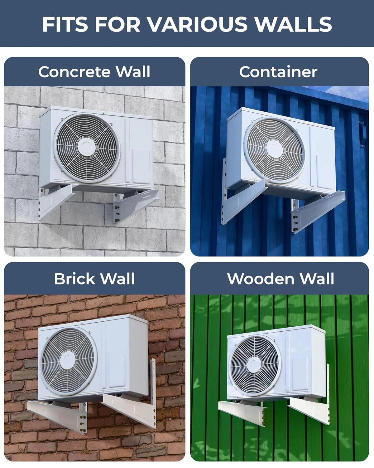FEDUS 18 inches Heavy Duty Air Conditioner Outdoor AC Stand, Outdoor unit AC wall Mounting Bracket Stand for 1 Ton, 1.1 Ton, 1.2 Ton, 1.5 Ton, 2 Ton AC, HVAC, Compressor Split ( 300kg weight capacity) FEDUS