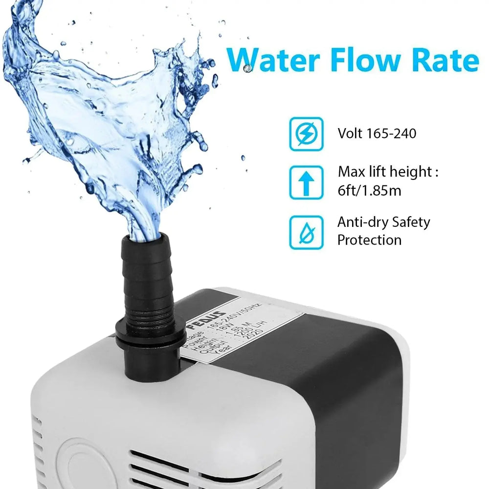 FEDUS 18 Watt Cooler Water Pump, Aquarium water pump, 18 Watt Submersible Small cooler Water Lifting Pump Motor For Ponds, Fountain, Desert Air Cooler, Fish Tank, Statuary, Hydroponics, Black FEDUS