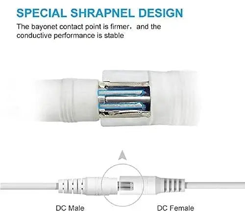 FEDUS 18AWG DC Power Pigtail Cable 12V 5A Male & Female DC Power Barrel Jack Plug Adapter Connector for CCTV Home Surveillance DVR Camera DC Extension Cord Power Tail(2.1mm x 5.5mm) White FEDUS