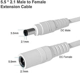 FEDUS 18AWG 20 Pairs DC Power Pigtail Cable 12V 5A Male & Female DC Power Barrel Jack Plug Adapter Connector for CCTV Home Surveillance DVR Camera DC Extension Cord Power Tail(2.1mm x 5.5mm) White