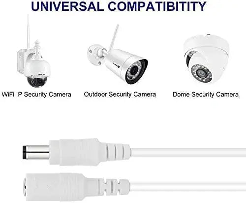 FEDUS 18AWG DC Power Pigtail Cable 12V 5A Male & Female DC Power Barrel Jack Plug Adapter Connector for CCTV Home Surveillance DVR Camera DC Extension Cord Power Tail(2.1mm x 5.5mm) White FEDUS