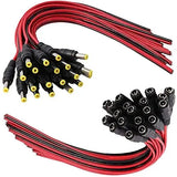 Set of red and black cables with various connectors on a white background