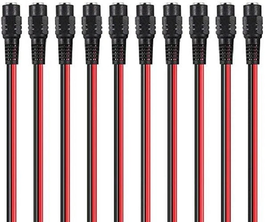 FEDUS 18AWG Female DC Power Extension Cable Wire 12V 2.1mm / 5.5mm Socket to Bare End Jack Pigtails Connector Cord for CCTV Security Camera, IP Camera, DVR Standalone, LED Strip, Surveillance