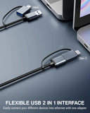 FEDUS 1GIGA 2-in-1 Gigabit Type C to Ethernet Adapter, USB 3.0 to LAN Ethernet Adapter, USB to LAN Converter for Windows, Mac, LAN Connector for Laptop, Desktop, Type c to LAN