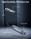 FEDUS 1GIGA 2-in-1 Gigabit Type C to Ethernet Adapter, USB 3.0 to LAN Ethernet Adapter, USB to LAN Converter for Windows, Mac, LAN Connector for Laptop, Desktop, Type c to LAN