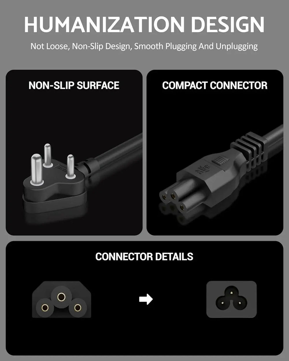 FEDUS 3 Pin AC Laptop Power Cord Cable Notebook Computer Replacement Charger Cord Wire 18AWG Laptop Adapter Power Cable Laptop Charger Power Cord Universal Mickey Mouse Connector Power Cord FEDUS