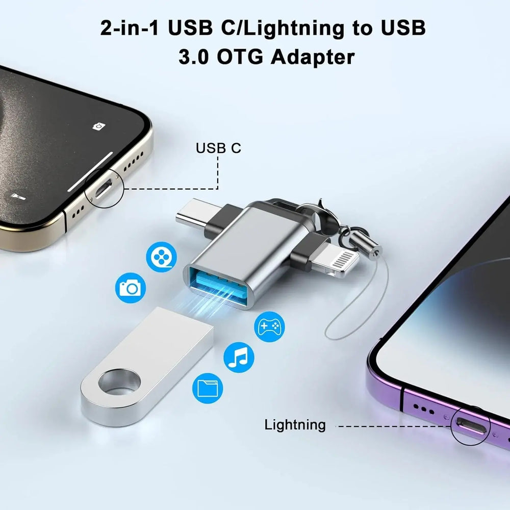 FEDUS 2-in-1 OTG adapter, OTG Cable, Lightning & USB C to USB 3.0 Adapter, Pendrive connector type C OTG connector Cheeku Technologies