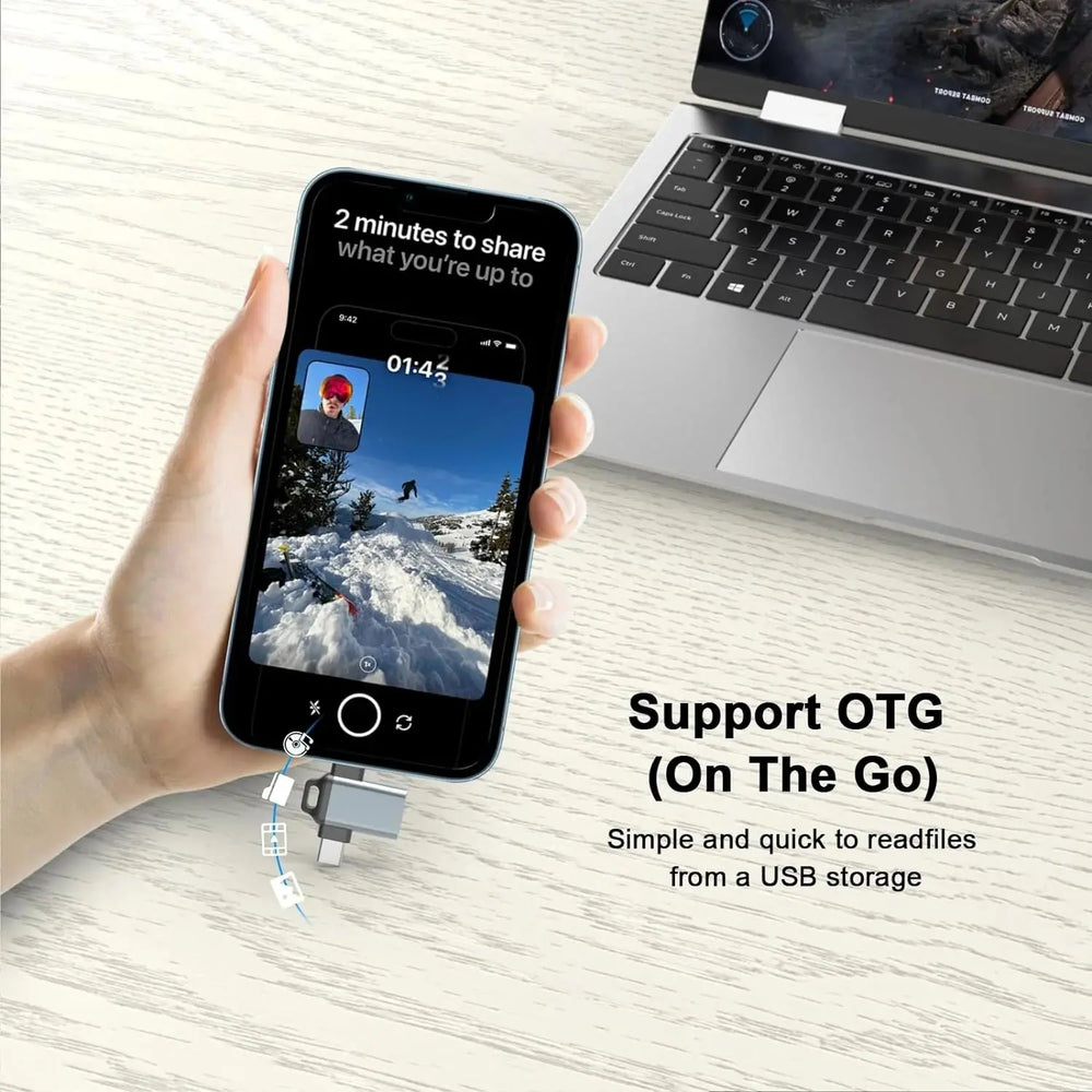 FEDUS 2-in-1 OTG adapter, OTG Cable, Lightning & USB C to USB 3.0 Adapter, Pendrive connector type C OTG connector Cheeku Technologies