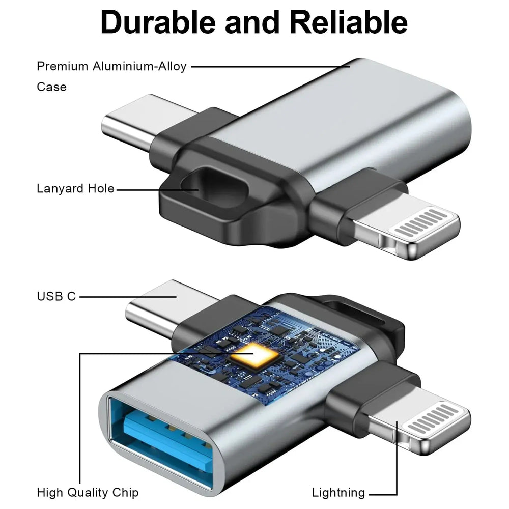 FEDUS 2-in-1 OTG adapter, OTG Cable, Lightning & USB C to USB 3.0 Adapter, Pendrive connector type C OTG connector Cheeku Technologies