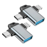 FEDUS 2-in-1 OTG adapter, OTG Cable, Lightning & USB C to USB 3.0 Adapter, Pendrive connector type C OTG connector
