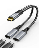 FEDUS 2-in-1 USB C Splitter 1 in 2 Out Dual USB C Headphone and Charger Type C Audio Adapter with PD 60W Fast Charging Dongle Cable for iPhone 16 Pro Max, Galaxy S25, Pixel 9, iPad Pro, Switch 2