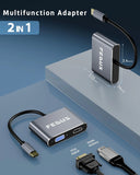 FEDUS 2-in-1 USB Hub Type C Hub, USB C Hub, USB Type C to 4K HDMI Adapter Converter, Type C to VGA Adaptor Converter for MacBook Pro/Air, iPhone, Phones, Tablets, Pc Computer