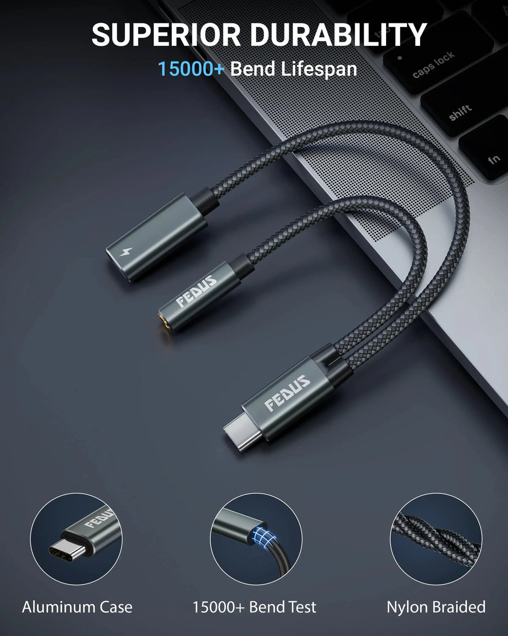 FEDUS 2 in 1 USB Type C to 3.5mm Headphone and Charger Adapter PD 60W Fast Charging USB C to Aux Audio Jack Splitter Cheeku Technologies