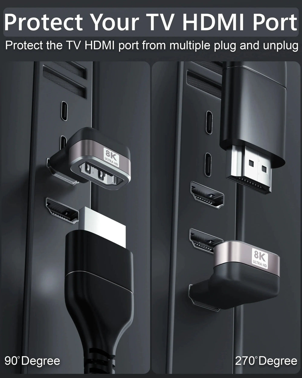 FEDUS 2 Pack 8K Ultra HD HDMI Connector 90+270 Degree L Shape HDMI Male to Female Converter Right Angle HDMI Adapter Extender for TV Led LCD TV Stick, Xbox PS3 PS4 PS5 Supports 3D HDR 8K@60Hz 4K@144Hz Cheeku Technologies