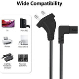 FEDUS 2-pin L-Shape Universal Replacement AC Power Cord Cable Wire for LED TV, Printer, Play Station, Laptop PC Notebook Computer, Tape Recorder, Camera Black