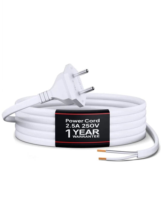 FEDUS Kord-X Nebula 2-Pin Power Cord Open End Bare Wire 1.2M, 0.5 Sqmm 20AWG Pure Copper 2 Core Cable, 1 Year Warrantee, AC Mains 2.5A 250V 625W Wire for Fan, Cooler, DIY Repair, ISI - White FEDUS