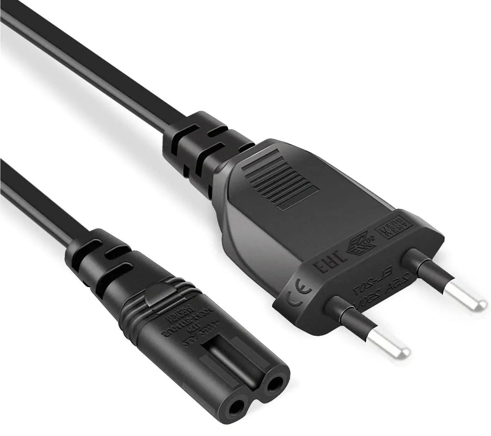 FEDUS Black 2-pin Universal Replacement AC Power Cord Cable Wire for LED TV, Printer, Play Station, Laptop PC Notebook Computer, Tape Recorder, Camera FEDUS