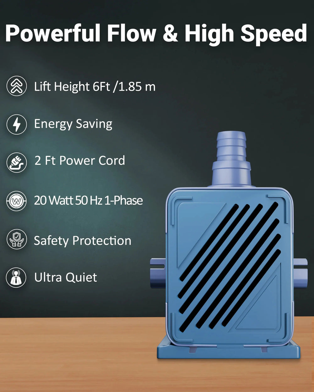 FEDUS 20 Watt Cooler Pump Water Pump, Submersible Pump For Aquarium, Fountain Pump, Cooler Water Pump, Cooler Water Pump, Fountain Motor Pump Small, aquarium pump for Desert Air Cooler, Aquarium, Grey Cheeku Technologies