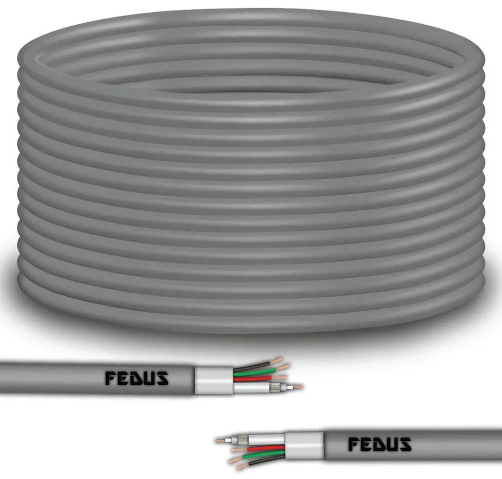 FEDUS 23AWG Pure Copper 3+1 CCTV Camera Coaxial Cable For High-Speed Audio Video Signal BNC Video & Power Cord With Breading Alloy Positive Negative Mic Earth Wire FEDUS