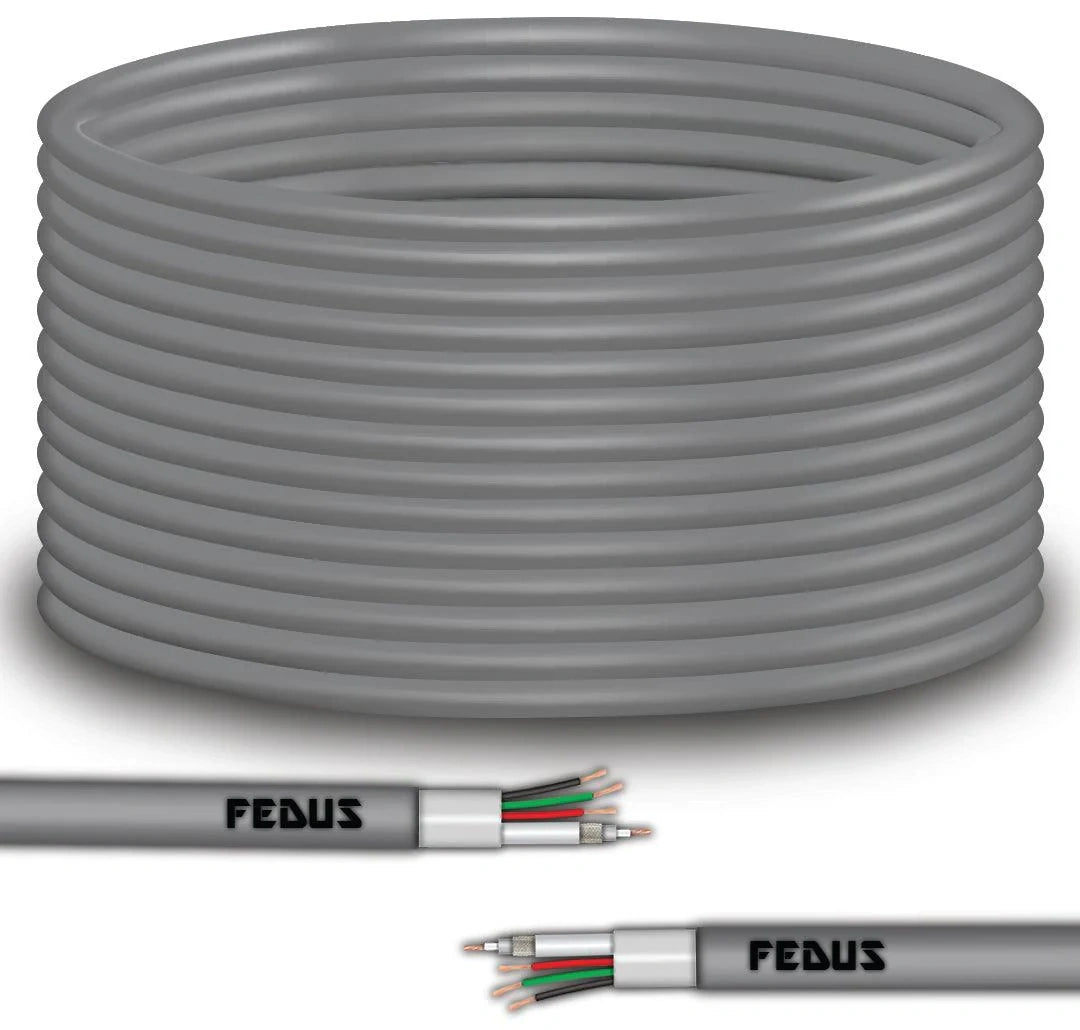 FEDUS 23AWG Pure Copper 3+1 CCTV Camera Coaxial Cable For High-Speed Audio Video Signal BNC Video & Power Cord With Breading Alloy Positive Negative Mic Earth Wire