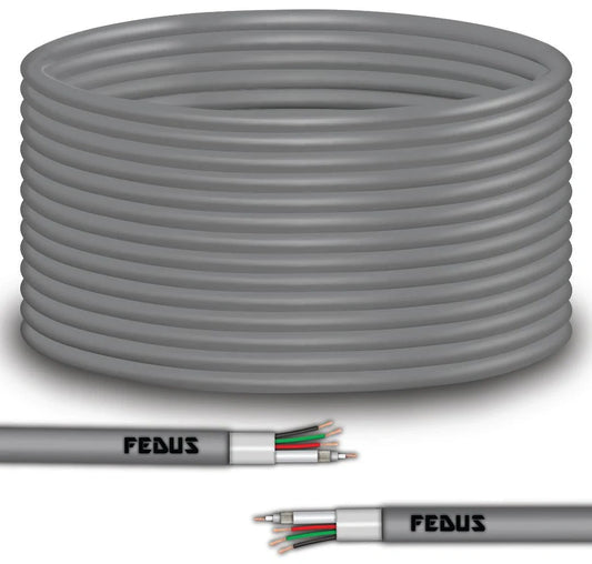 FEDUS 23AWG Pure Copper 3+1 CCTV Camera Coaxial Cable For High-Speed Audio Video Signal BNC Video & Power Cord With Breading Alloy Positive Negative Mic Earth Wire