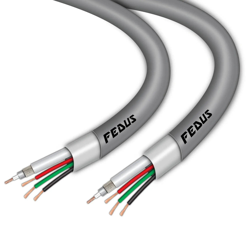 FEDUS 23AWG Pure Copper 3+1 CCTV Camera Coaxial Cable For High-Speed Audio Video Signal BNC Video & Power Cord With Breading Alloy Positive Negative Mic Earth Wire FEDUS