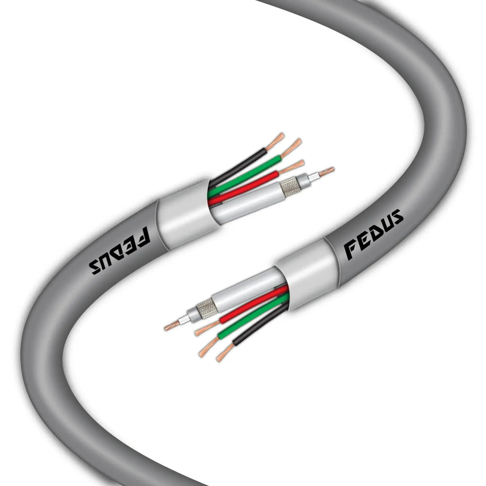 FEDUS 23AWG Pure Copper 3+1 CCTV Camera Coaxial Cable For High-Speed Audio Video Signal BNC Video & Power Cord With Breading Alloy Positive Negative Mic Earth Wire FEDUS