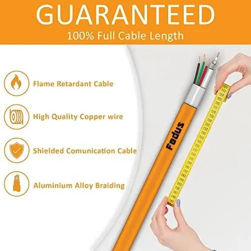 FEDUS 23AWG Pure Copper 3+1 CCTV Camera Coaxial Cable For High-Speed Audio Video Signal BNC Video & Power Cord With Breading Alloy Positive Negative Mic Earth Wire in Orange Colour FEDUS