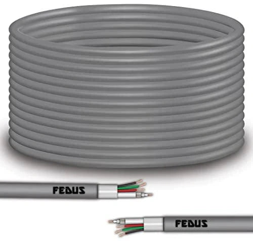 FEDUS 23AWG Pure Copper 3+1 Outdoor CCTV Camera Coaxial Cable For High-Speed Audio Video Signal BNC Video & Power Cord With Breading Alloy Positive Negative Mic Earth Wire for all Security Camera DVR