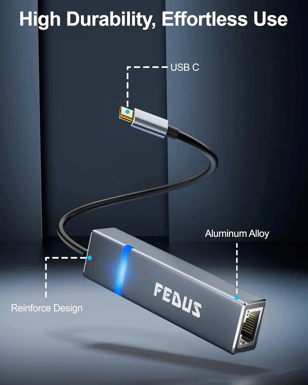 FEDUS 2500Mbps 2.5Gbps USB to Ethernet Adapter Ethernet to USB Adapter, USB 3.0 to RJ45 Computer Network Internet LAN Ethernet Dongle for Laptop, Thunderbolt 4/3 Compatible for MacBook Air/Pro, XPS FEDUS