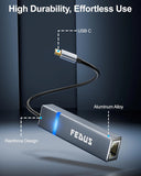 FEDUS 2500Mbps 2.5Gbps USB to Ethernet Adapter Ethernet to USB Adapter, USB 3.0 to RJ45 Computer Network Internet LAN Ethernet Dongle for Laptop, Thunderbolt 4/3 Compatible for MacBook Air/Pro, XPS