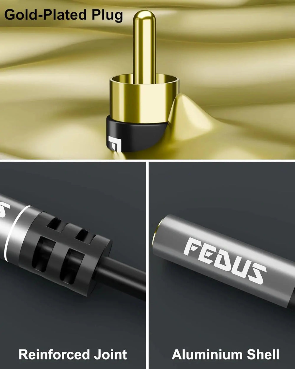 FEDUS RCA to 3.5mm Female 3.5Mm to 2RCA Male Stereo Audio Cable Metal Shell 3.5 MM 1/8" TRS Stereo to Dual RCA Jack Adapter Y Cable for Smartphones, Headphone, MP3, Tablets,Home Theater FEDUS