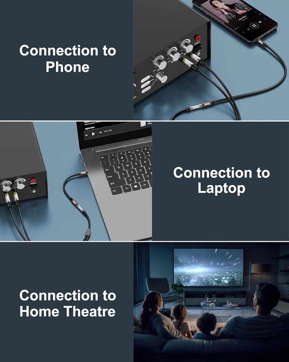 FEDUS RCA to 3.5mm Female 3.5Mm to 2RCA Male Stereo Audio Cable Metal Shell 3.5 MM 1/8" TRS Stereo to Dual RCA Jack Adapter Y Cable for Smartphones, Headphone, MP3, Tablets,Home Theater FEDUS