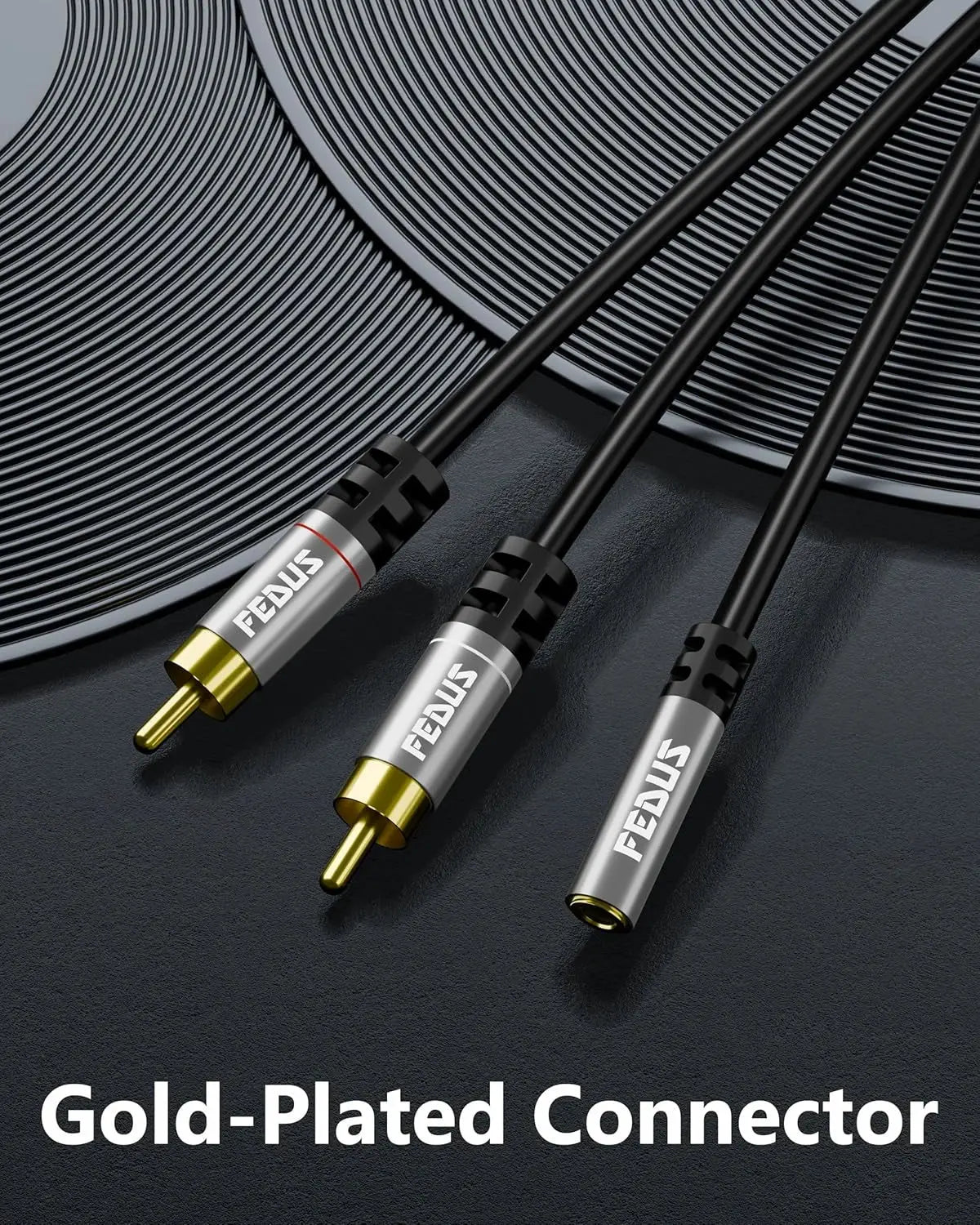 3.5mm AUX Female To 2 RCA Male Splitter Cable - 40cm Stereo Audio Adapter Lead